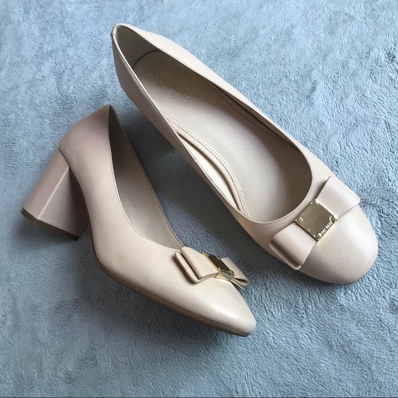 Cole Haan Shoes - Cole Haan Tali Bow Pump Heel Nude Leather 11
